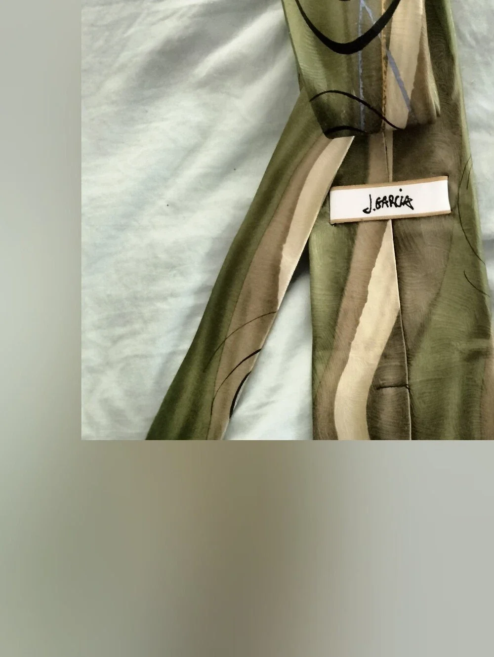 J. Garcia Collection Men's Silk-Feel Olive Green Patterned Tie